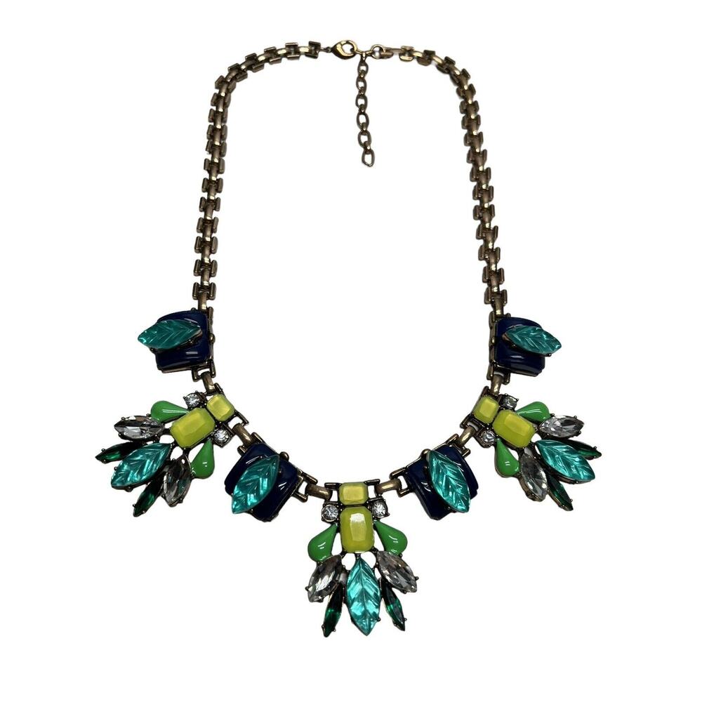 Sparklepop Barcelona Rhinestones Crystal Necklace Statement Gold Tone Colorful